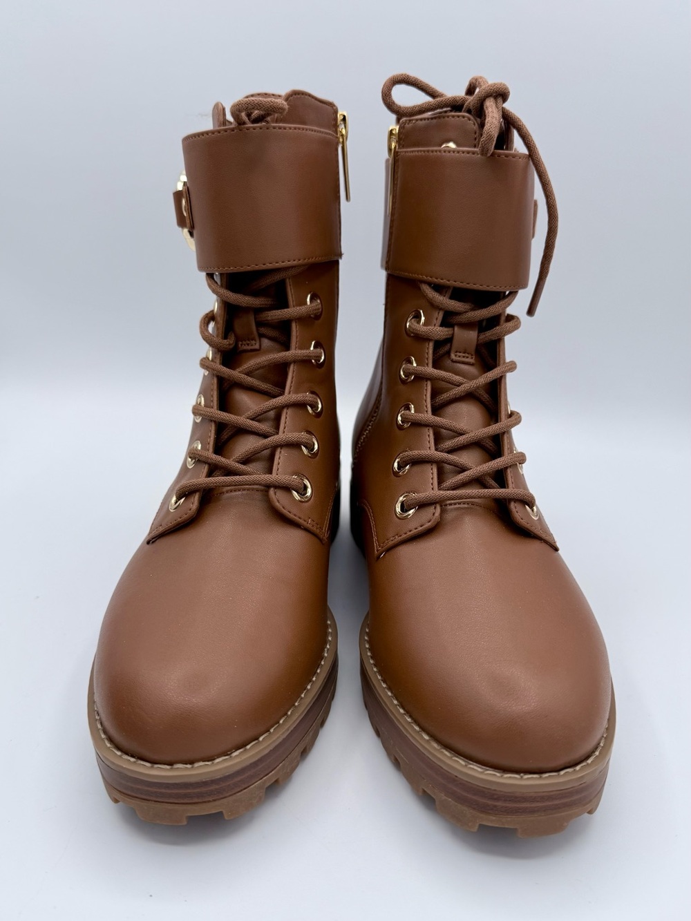 Michael Kors Rhody Combat Boots Cognac‎ Leather 7 - Picture 4 of 12